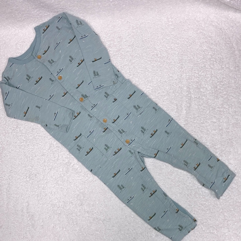 Little co. Lauren Conrad forest canoe woodland button romper 18m